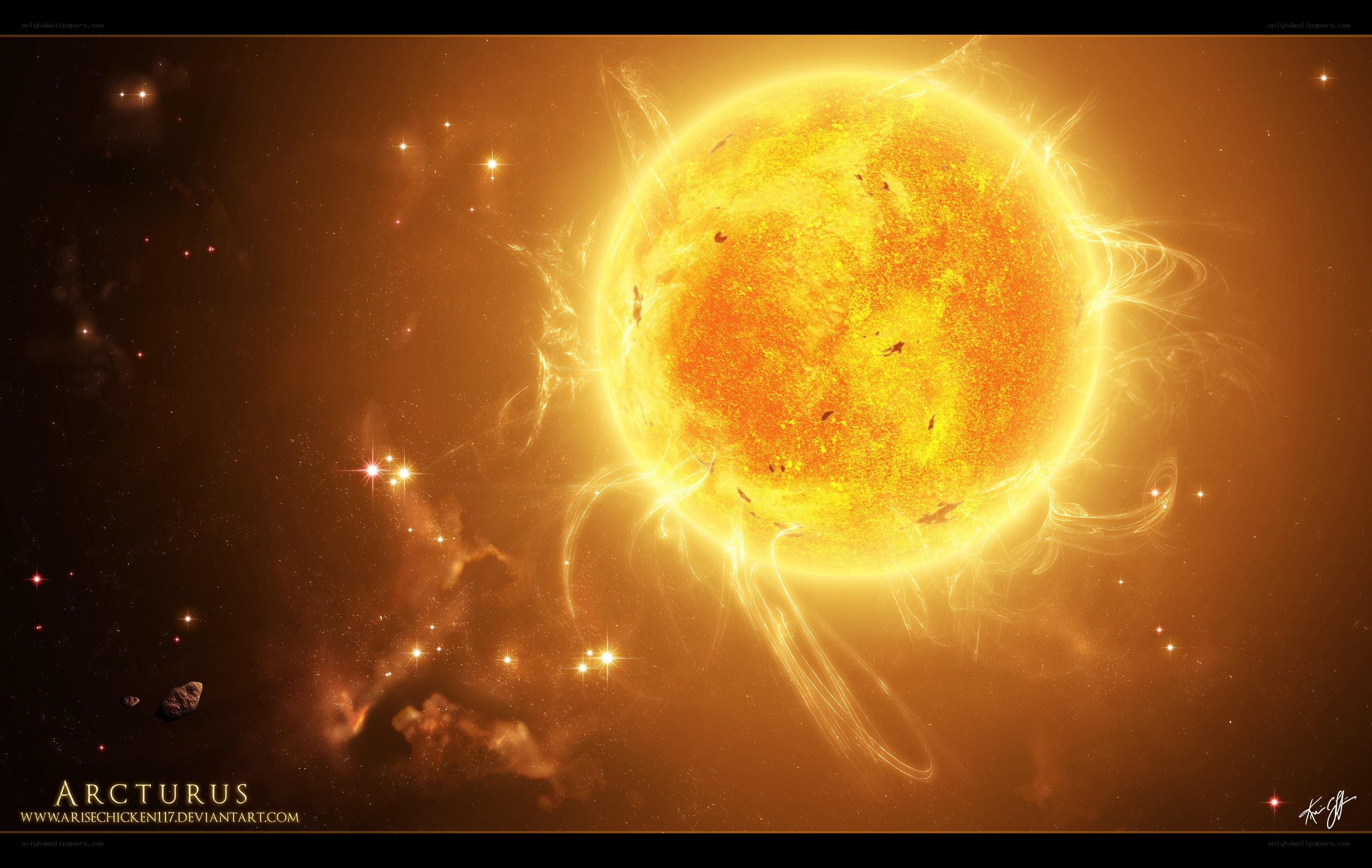 Sun with solar flares