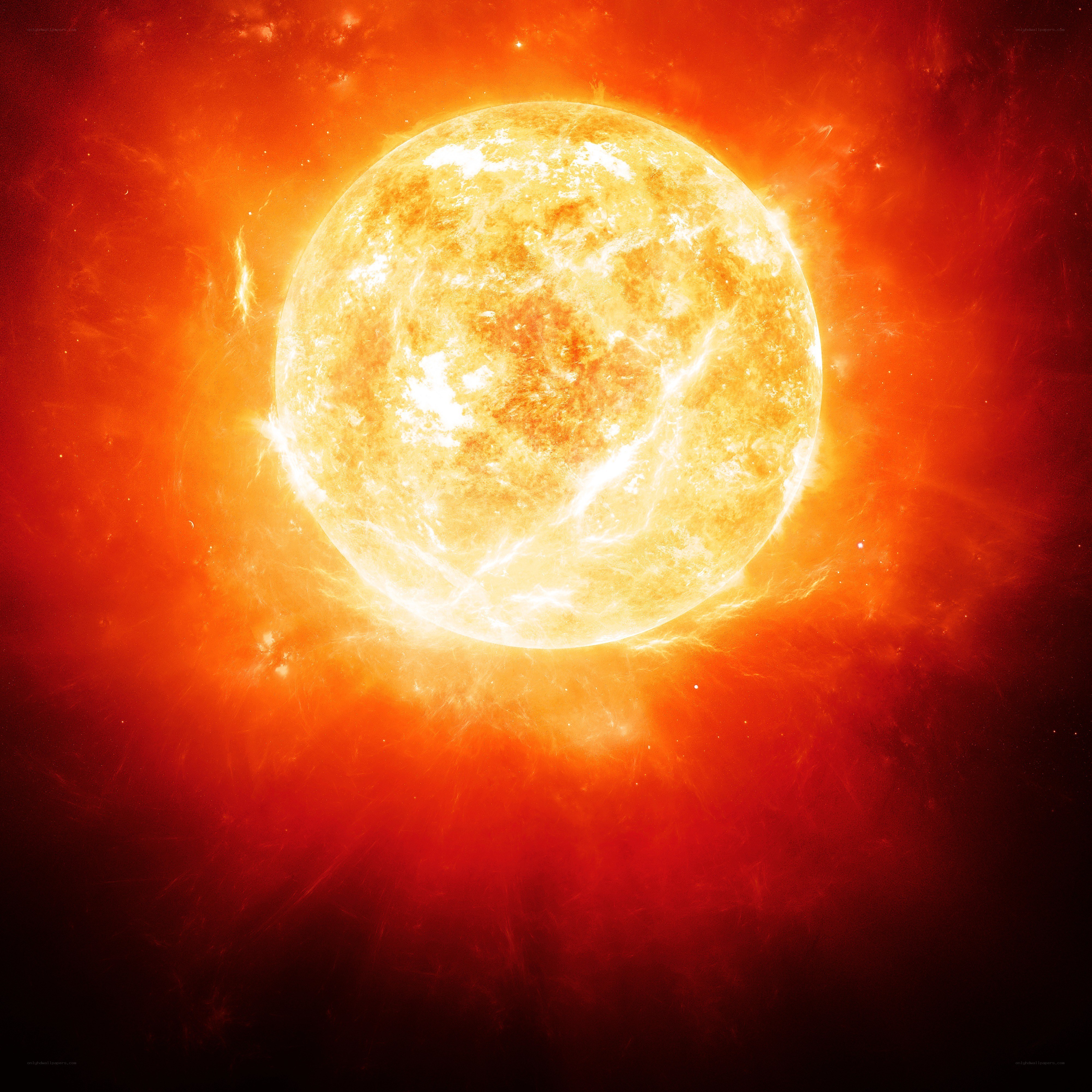 Sun with solar flares