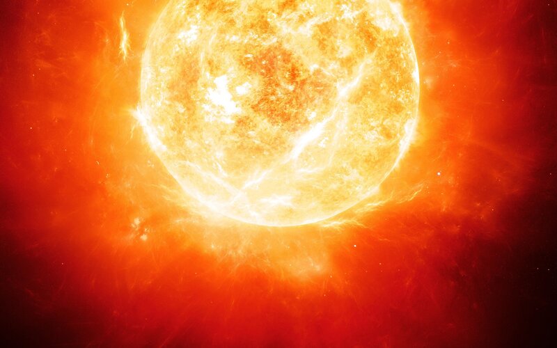 Sun with solar flares