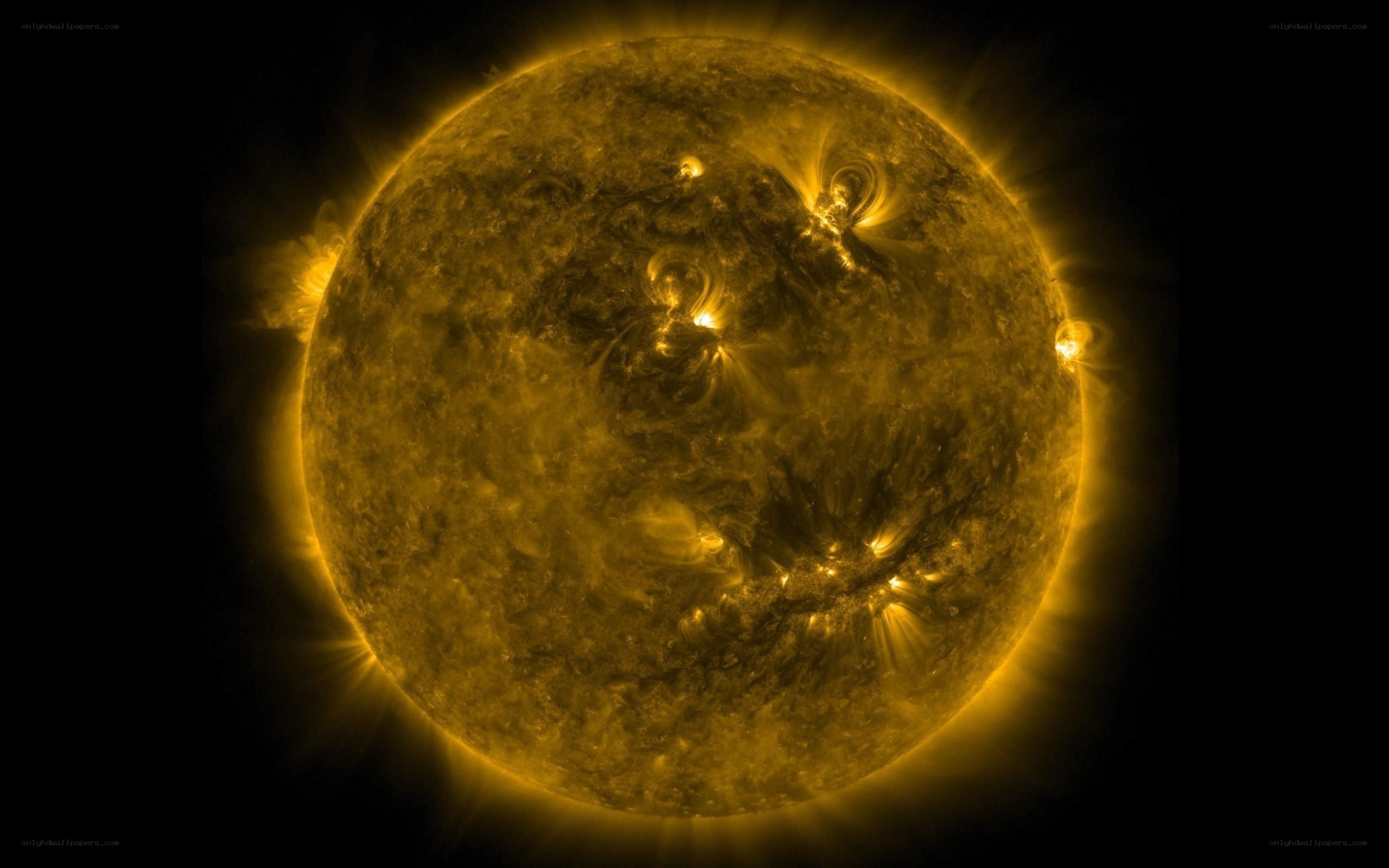 Sun with solar flares