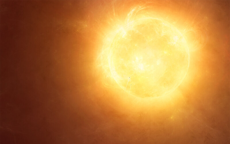 Sun with solar flares