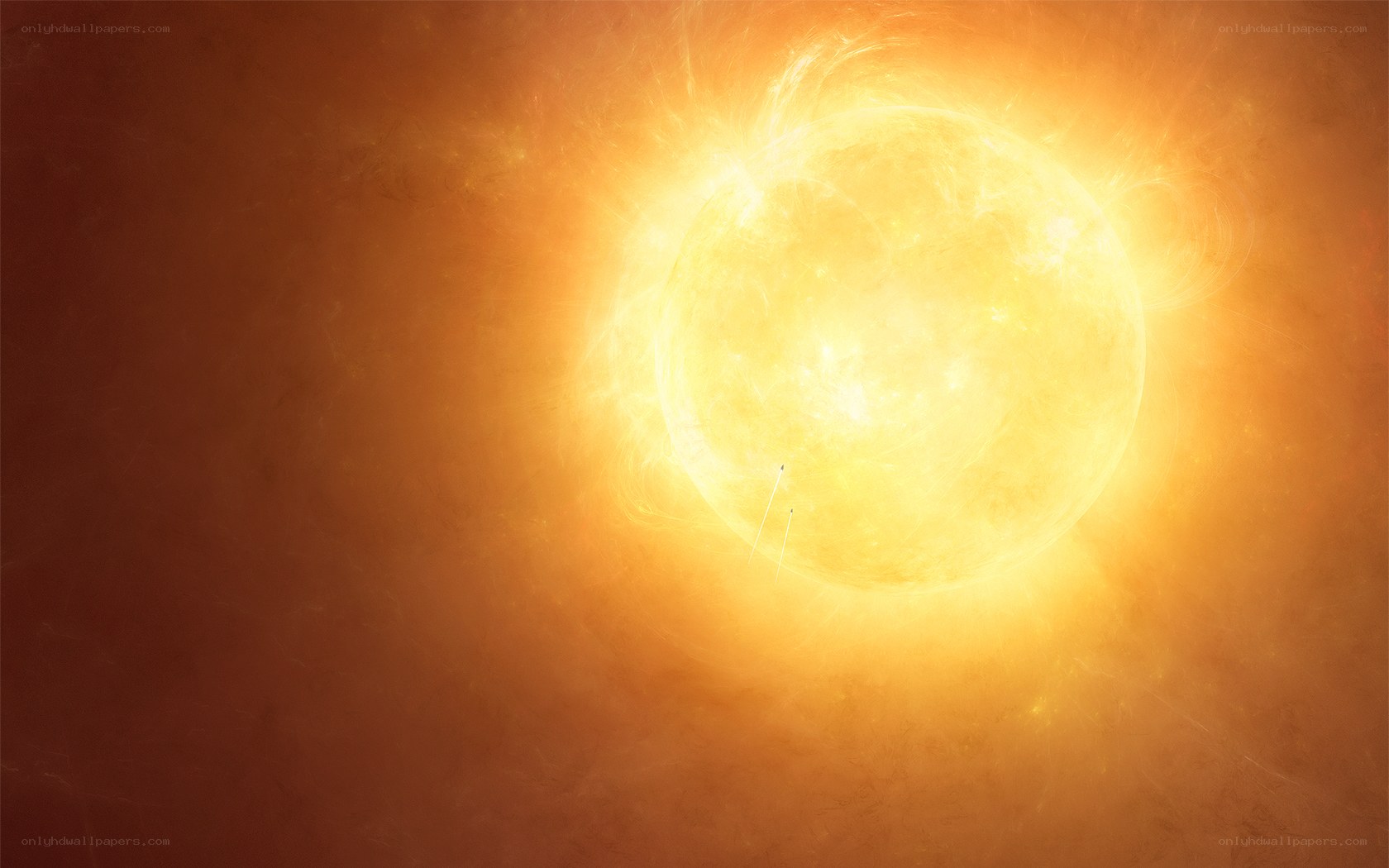Sun with solar flares
