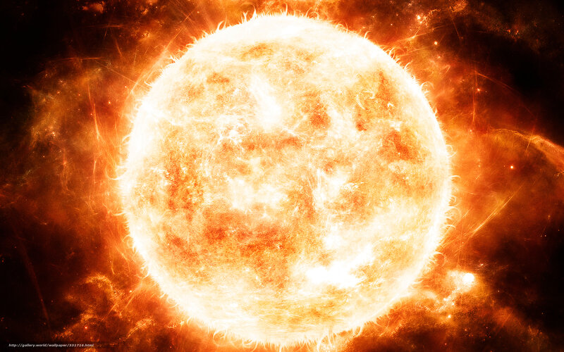 Sun with Solar Flares — Orange, Dramatic, Digital Art, Stars