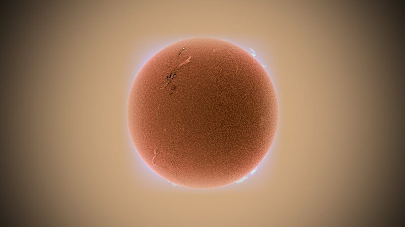 Sun with Solar Flares — Orange, Dramatic, Photograph, Solar Flare