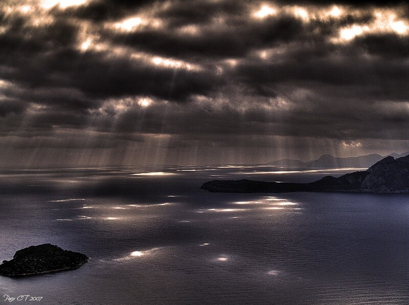Sunbeams over the sea