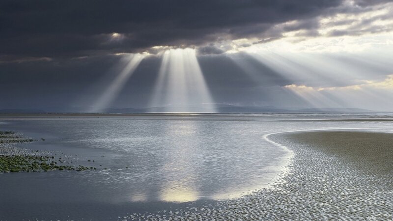 Sunbeams over Tidal Flat