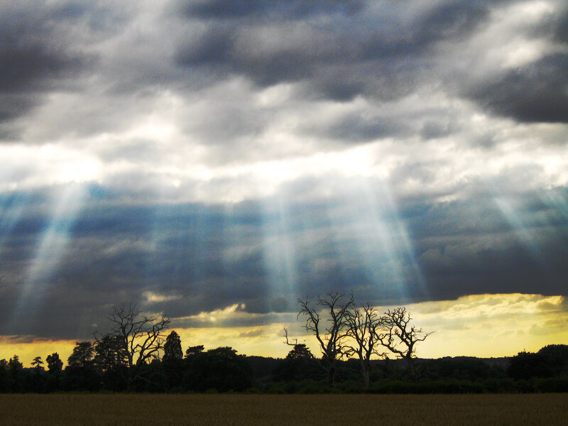 Sunbeams Through Storm Clouds — Gray