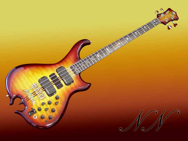 Sunburst bass guitar