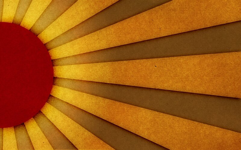 Sunburst design with red circle