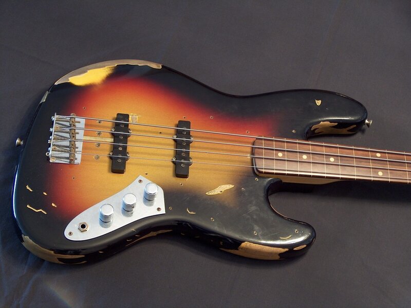 sunburst finish bass guitar