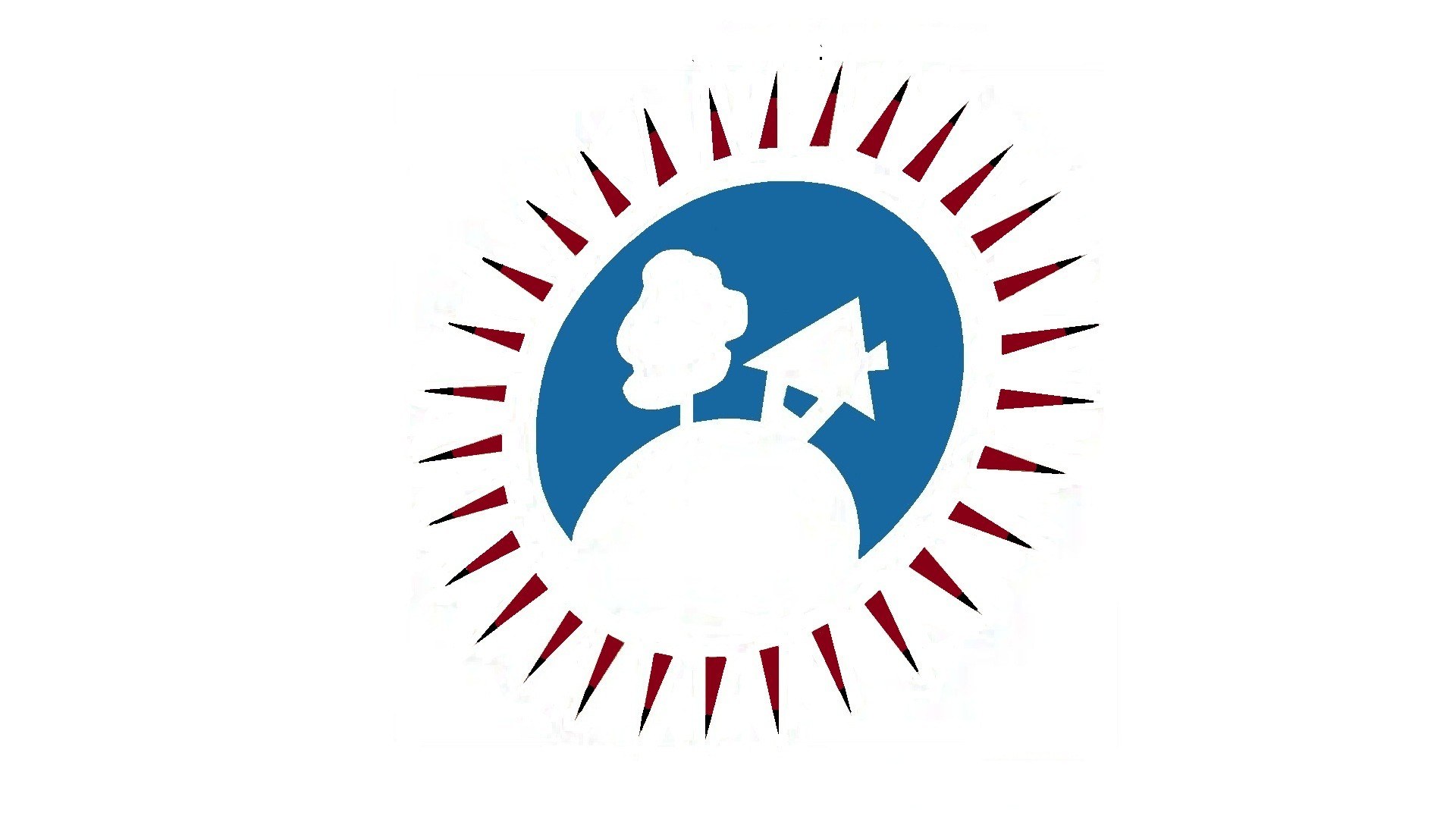 sunburst logo with house and tree