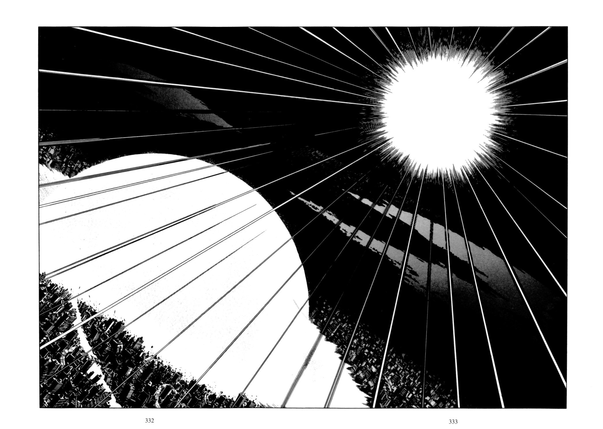 Sunburst over a city