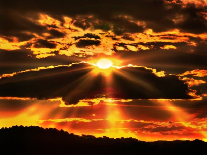 Sunburst Through Clouds — Orange, Dramatic