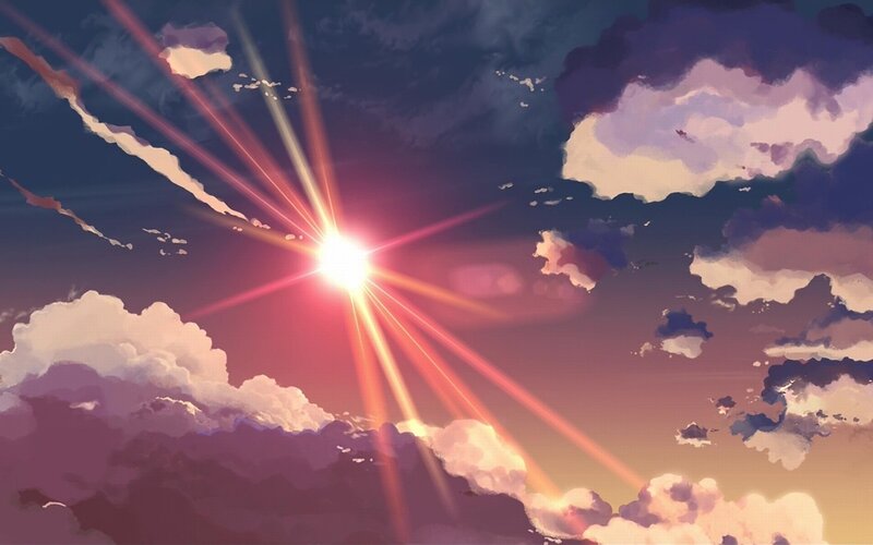 Sunburst Through Clouds — Purple, Dramatic, Sunset, Digital Art