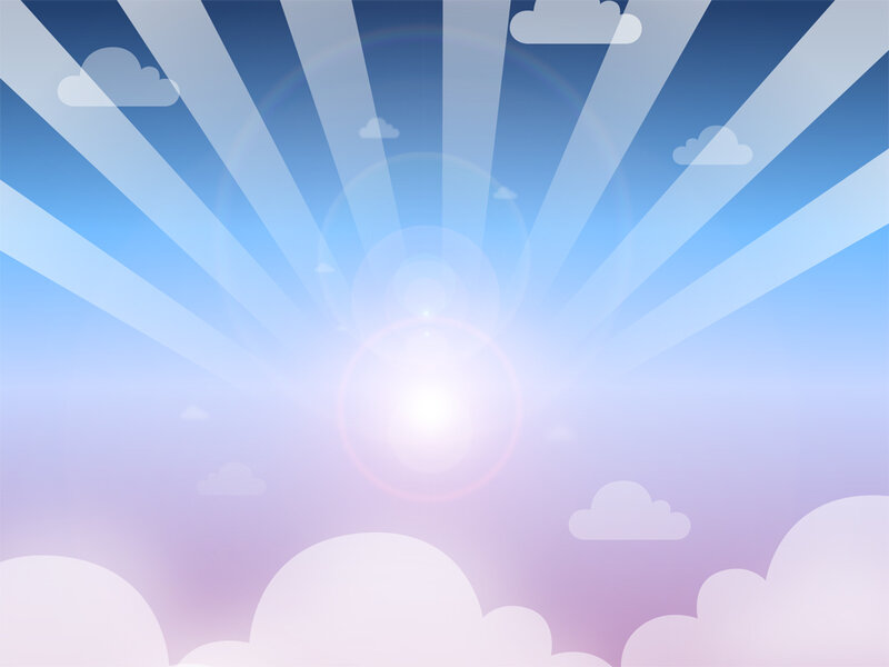 Sunburst with Clouds — Blue