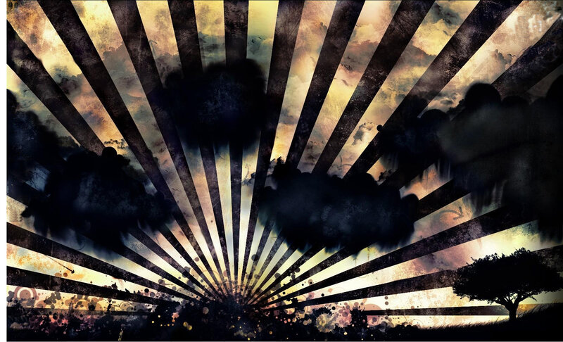 Sunburst with dark clouds