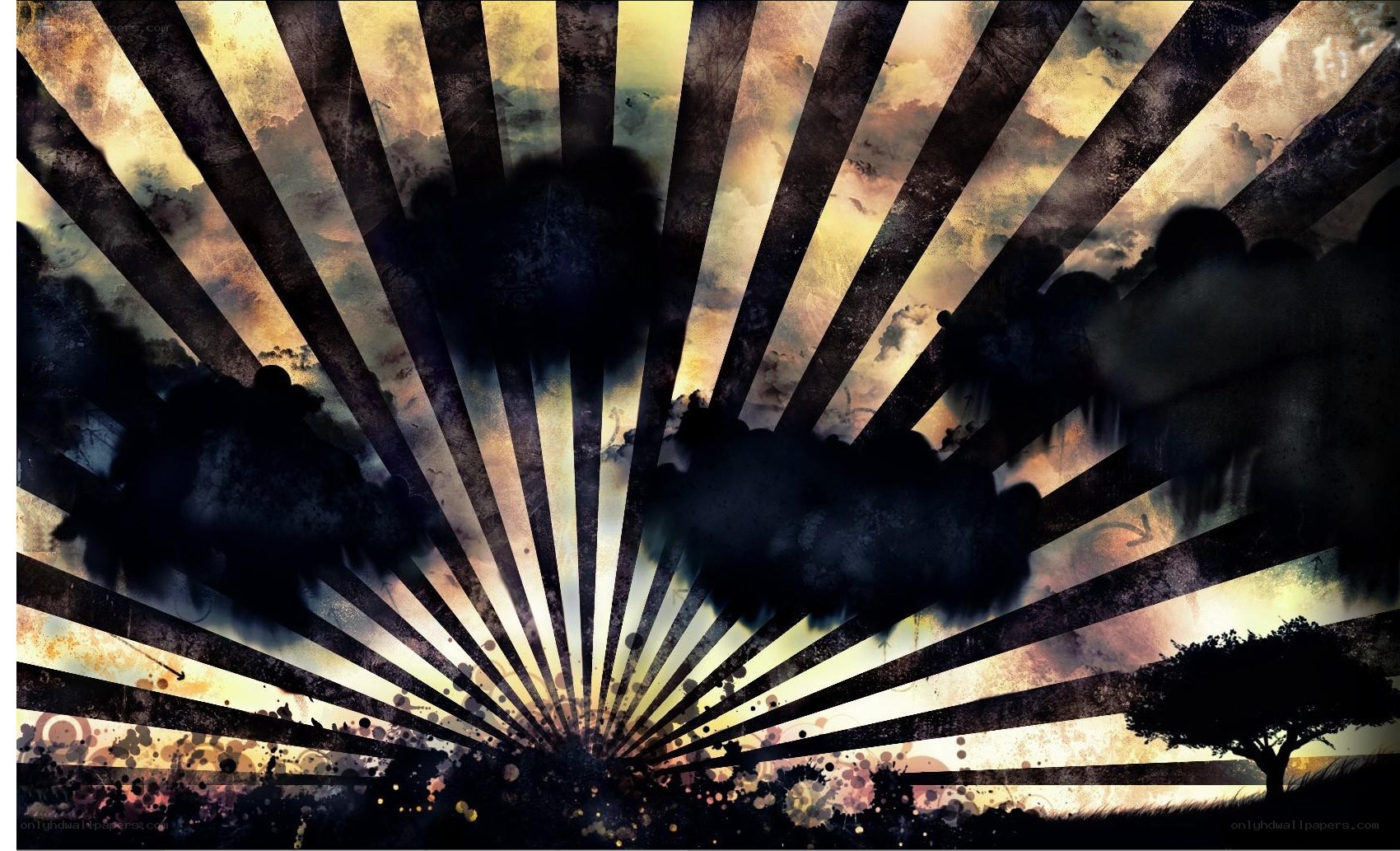 Sunburst with dark clouds