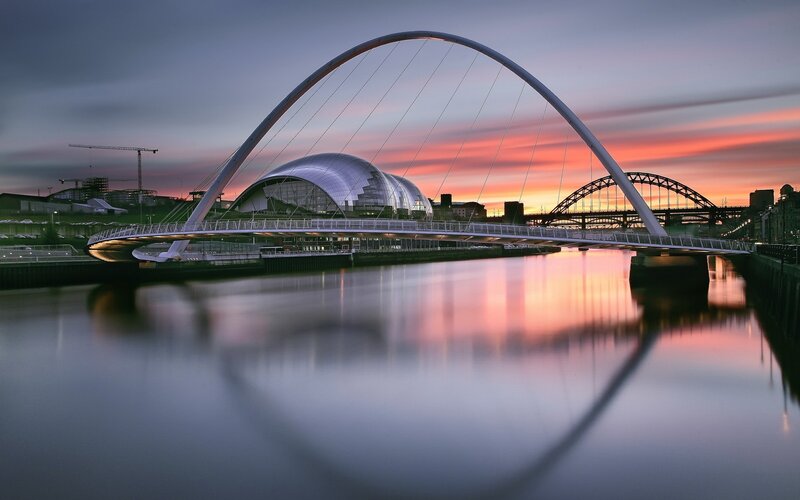 Sunderland Bridge at Dusk — Pink