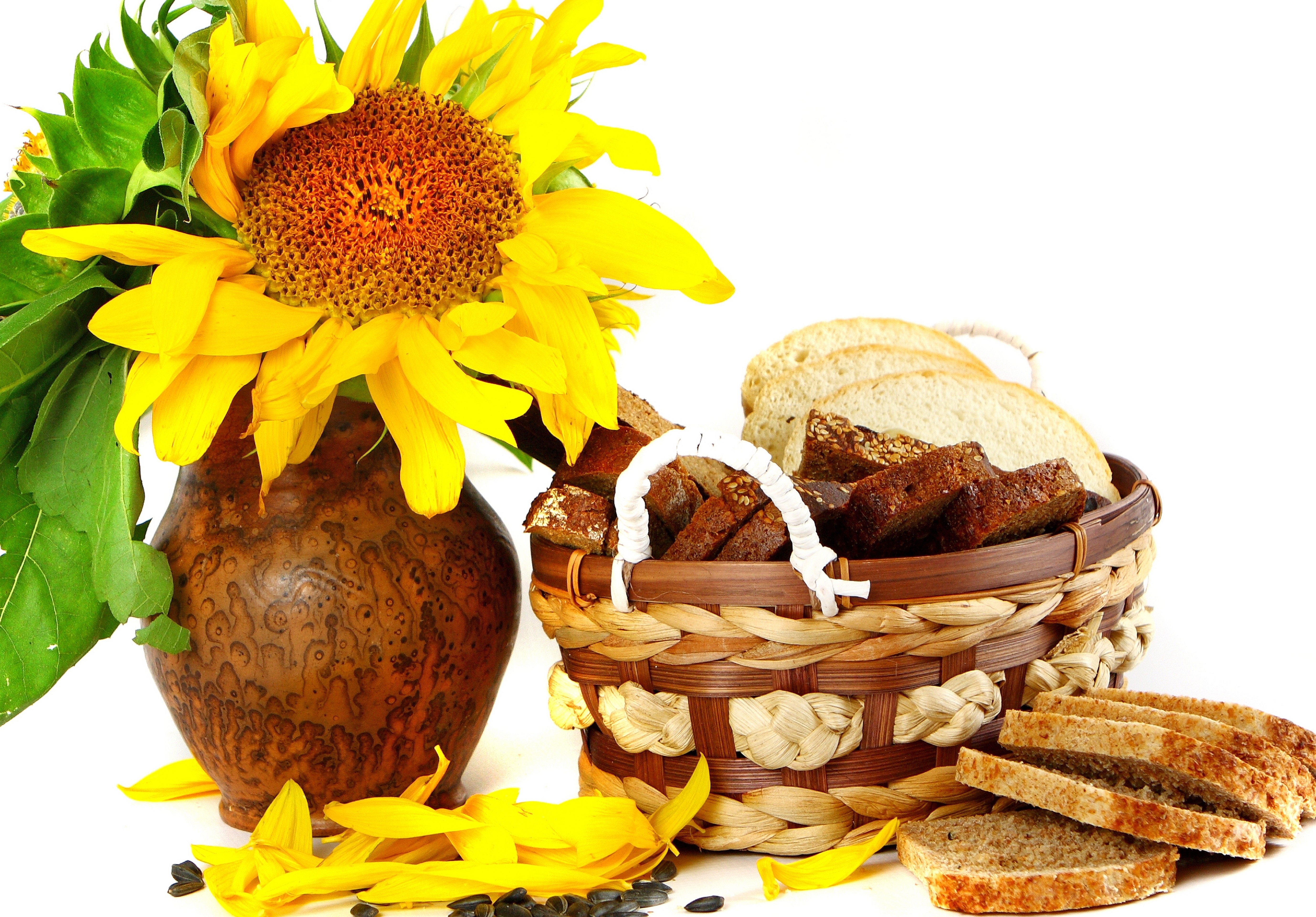Sunflower and bread basket
