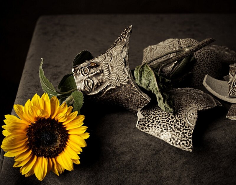 Sunflower and Broken Vase