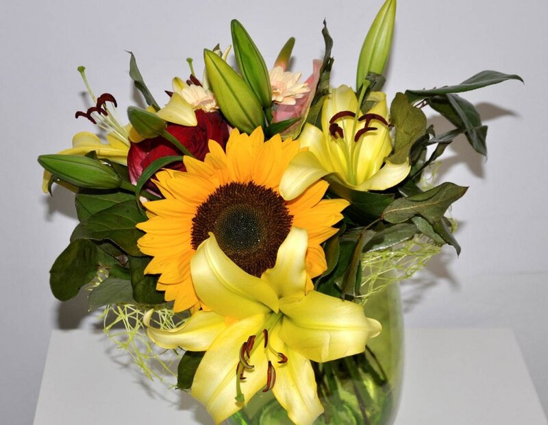 Sunflower and Lily Bouquet — Yellow