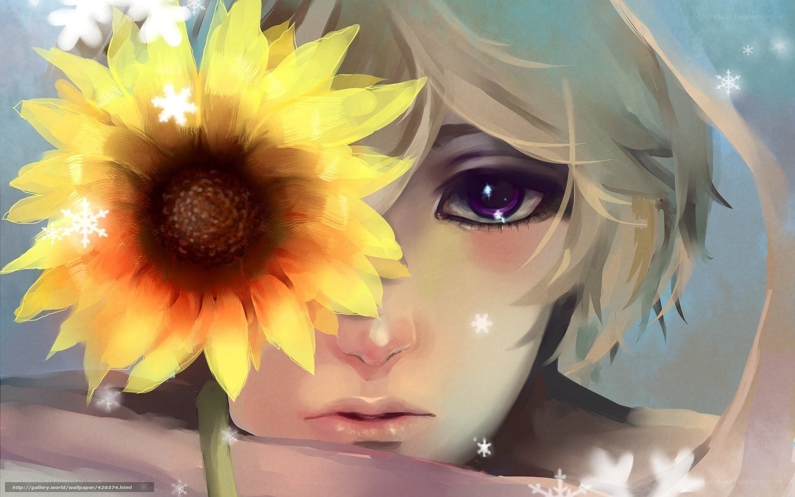 Sunflower and purple eyes