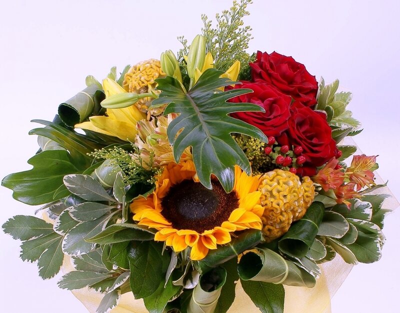 Sunflower and Rose Bouquet
