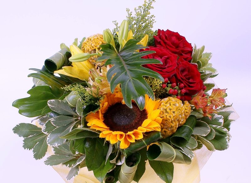 Sunflower and Rose Bouquet — Yellow