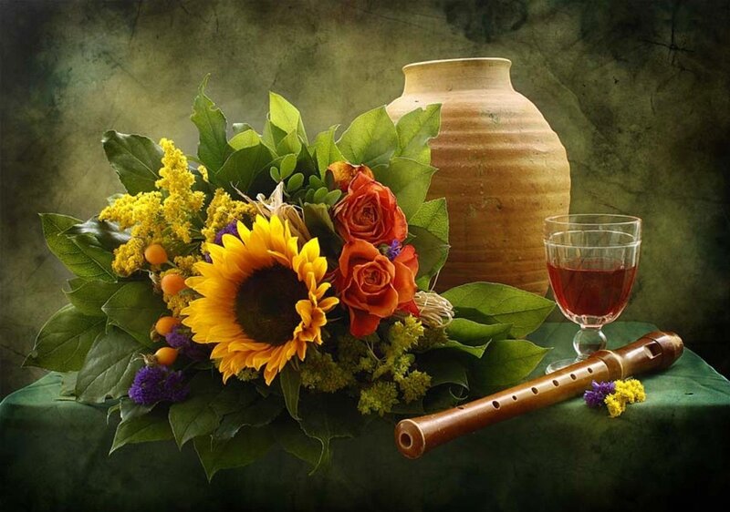 Sunflower Bouquet with Flute