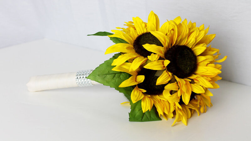 Sunflower Bouquet — Yellow, Calm, Photograph, Green Leaves