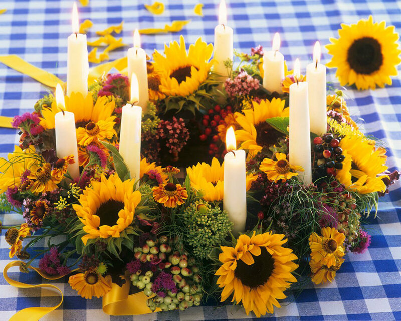 Sunflower Candle Wreath