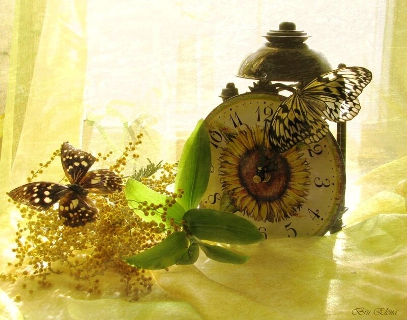 Sunflower Clock with Butterflies