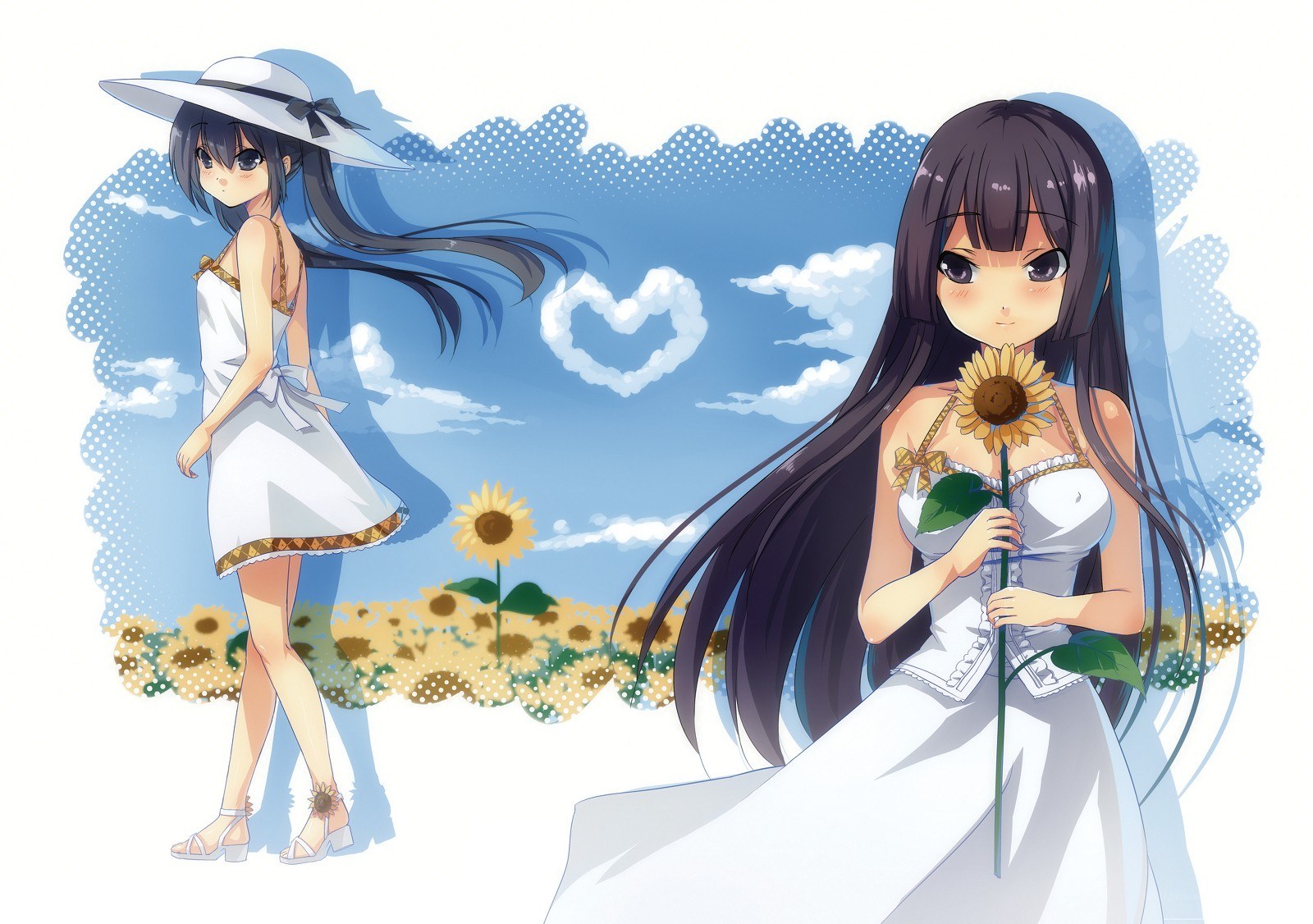 Sunflower field anime girls