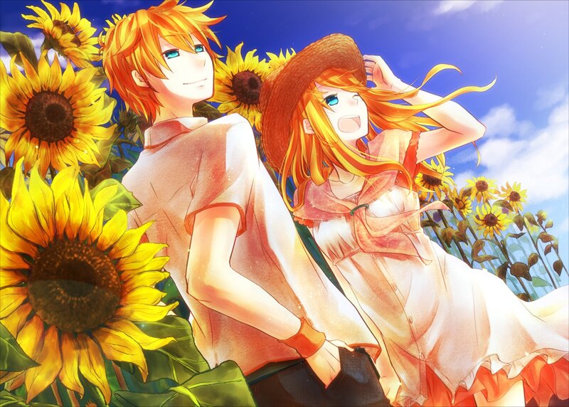 Sunflower field couple