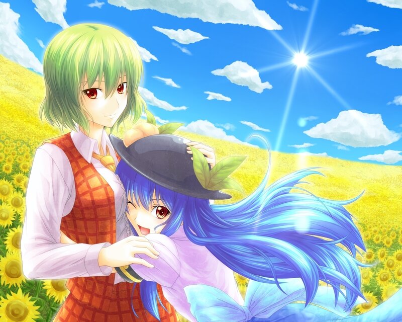 Sunflower field embrace
