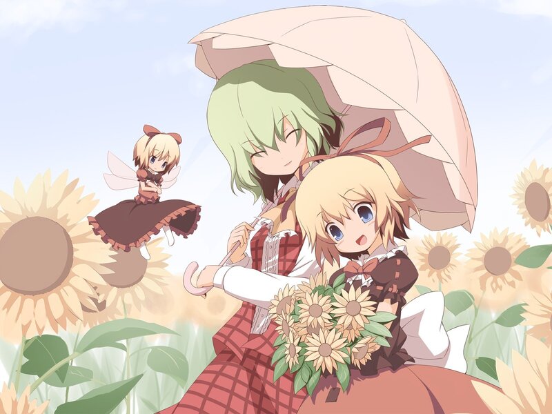 Sunflower field with anime girls