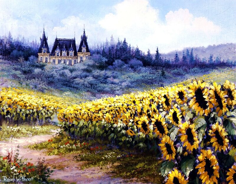 Sunflower Field with Castle