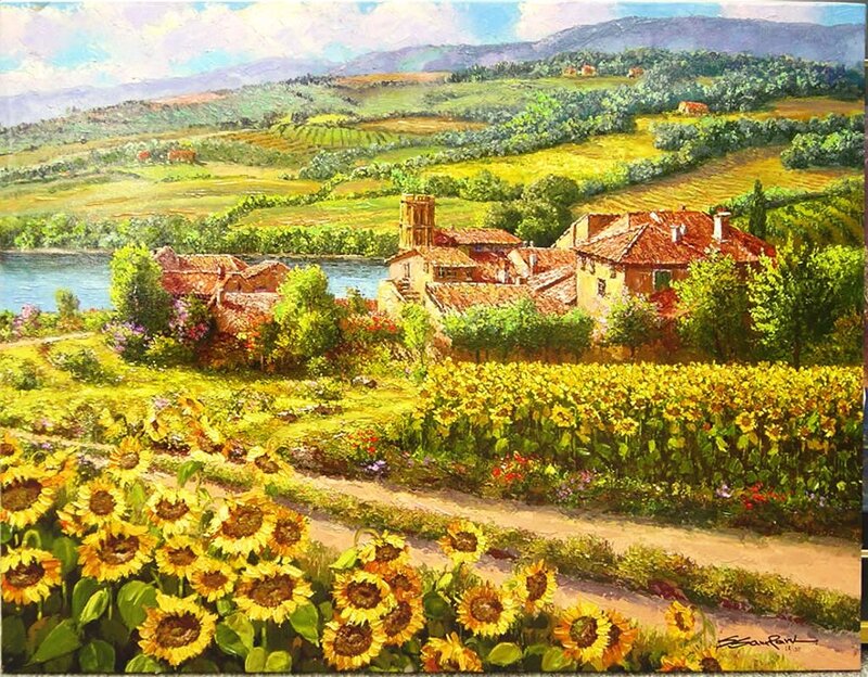 Sunflower Fields and Village