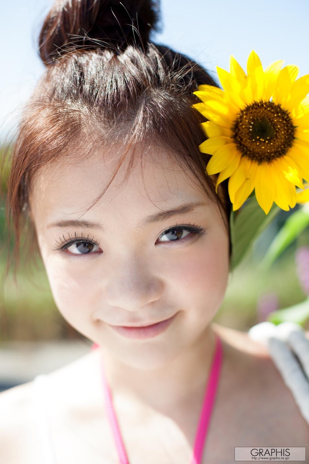 Sunflower in hair portrait