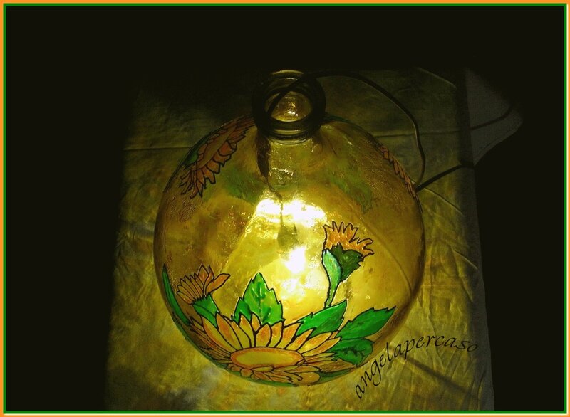 Sunflower-painted Glass Bottle