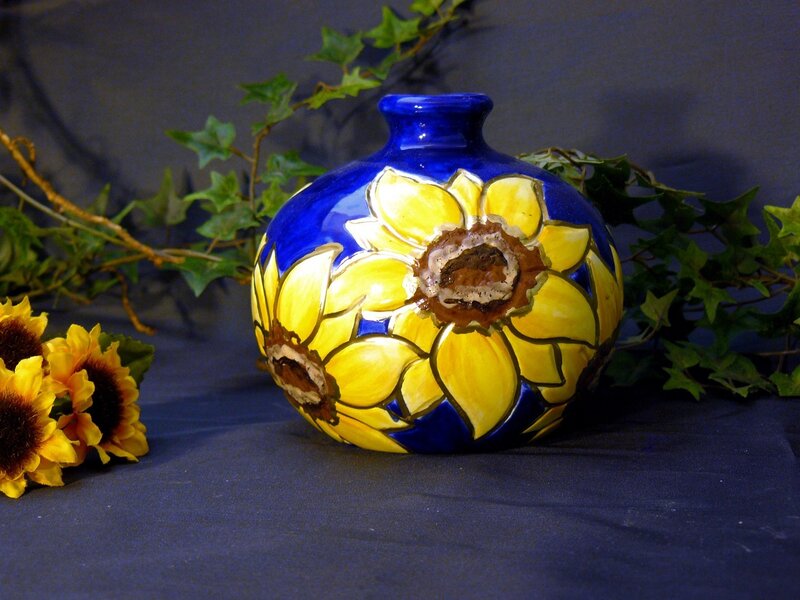Sunflower-painted Vase