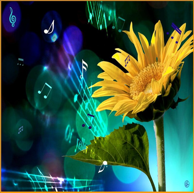 Sunflower with Music Notes
