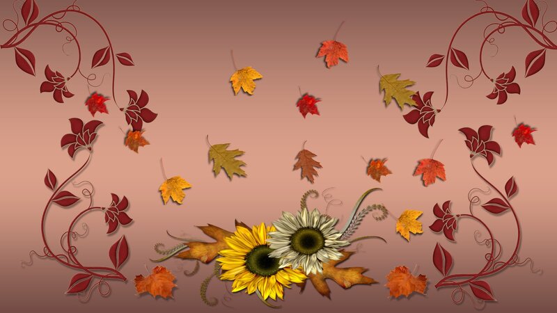 Sunflowers and Autumn Leaves — Brown