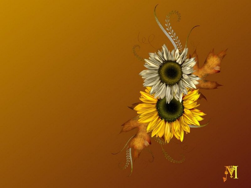 Sunflowers and Autumn Leaves — Orange