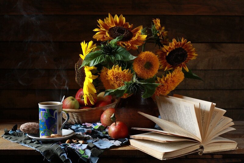 Sunflowers and Book