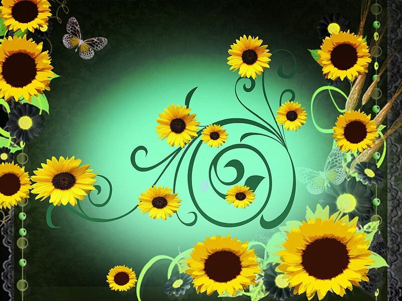 Sunflowers and Butterflies — Yellow, Calm