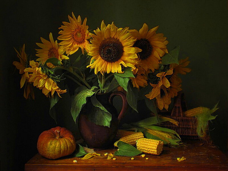 Sunflowers and Corn