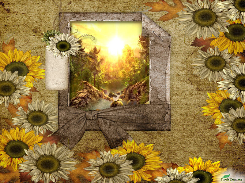 Sunflowers and Forest Scene