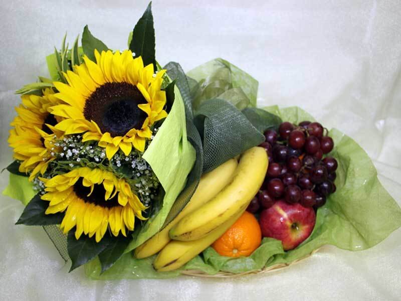 Sunflowers and Fruit Basket — Yellow