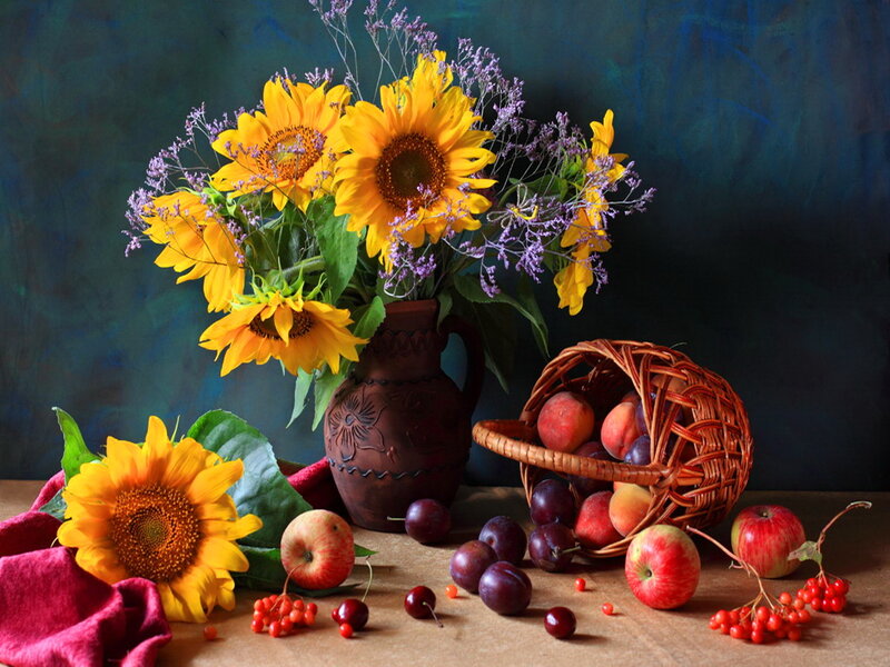 Sunflowers and Fruit — Yellow, Calm